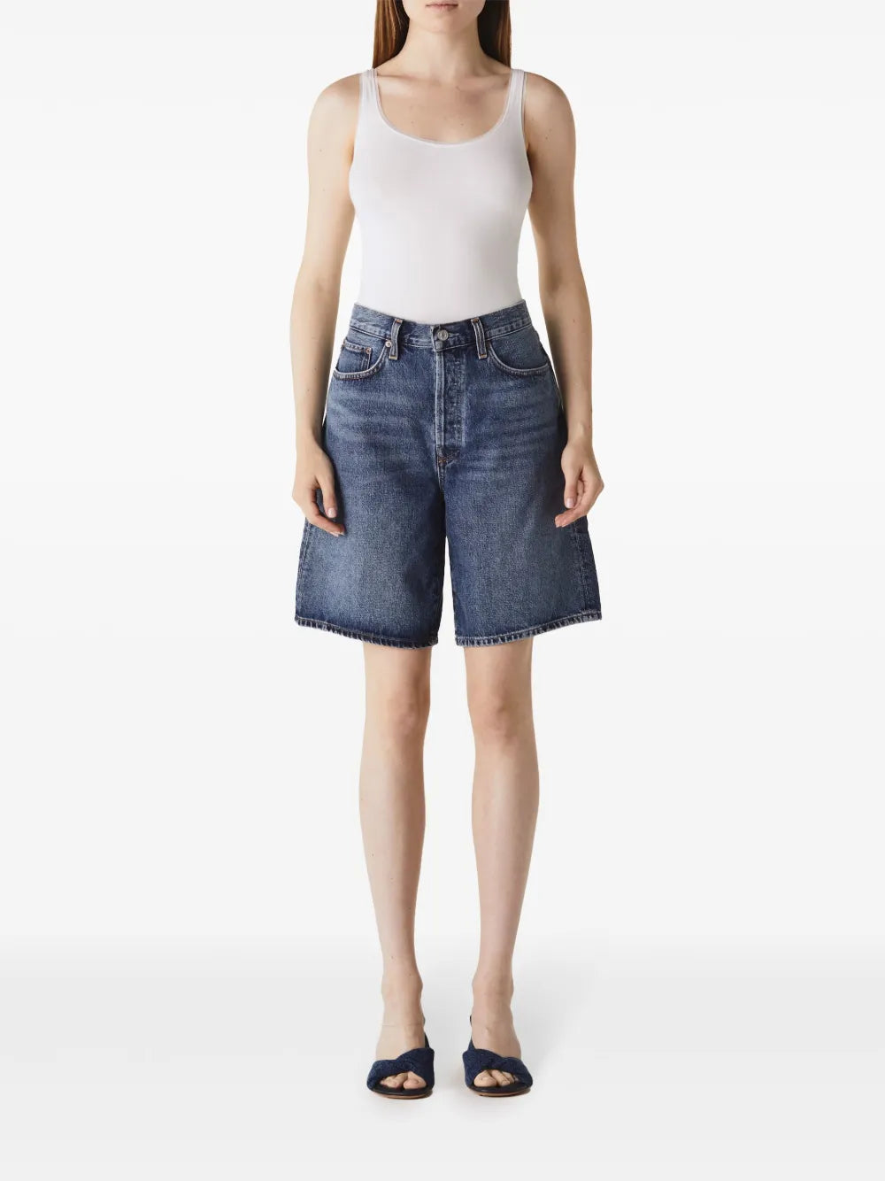 Wide-Leg Denim Shorts