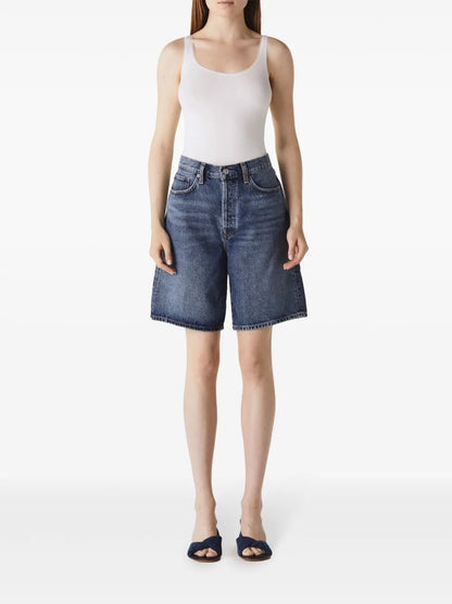 Wide-Leg Denim Shorts