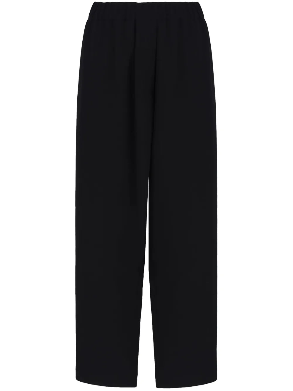 Elasticated-Waistband Straight-Leg Silk Trousers