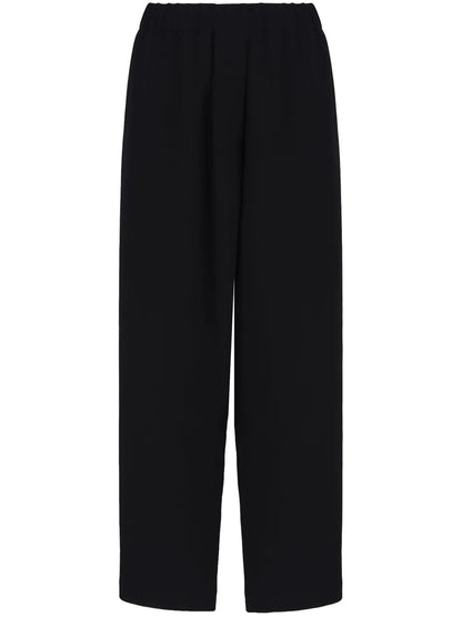 Elasticated-Waistband Straight-Leg Silk Trousers