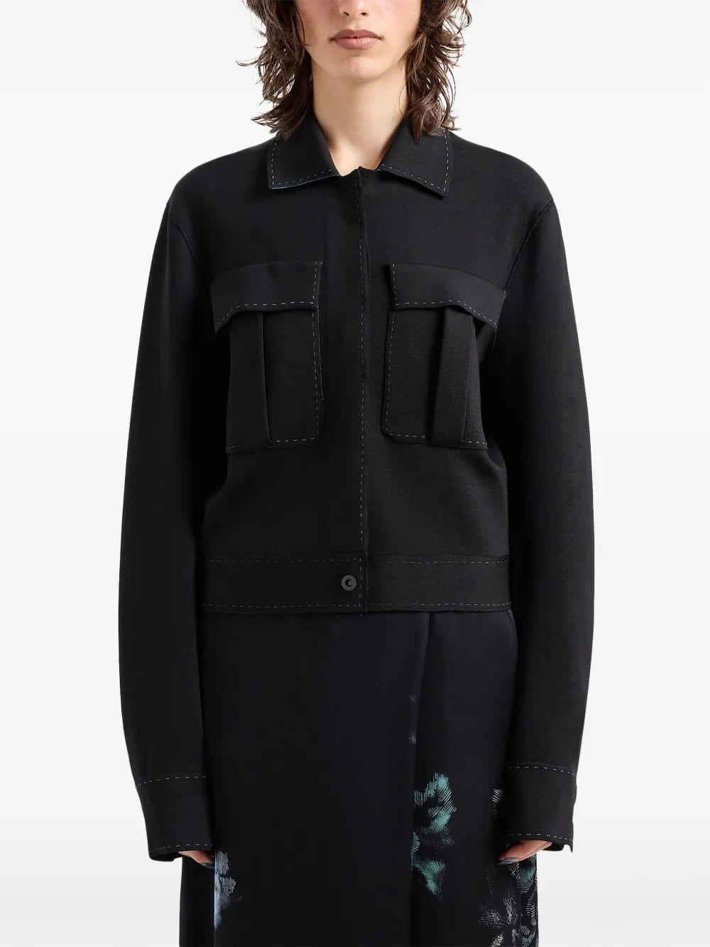 Buttoned-Up Contrasting Jacket