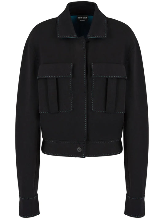 Buttoned-Up Contrasting Jacket