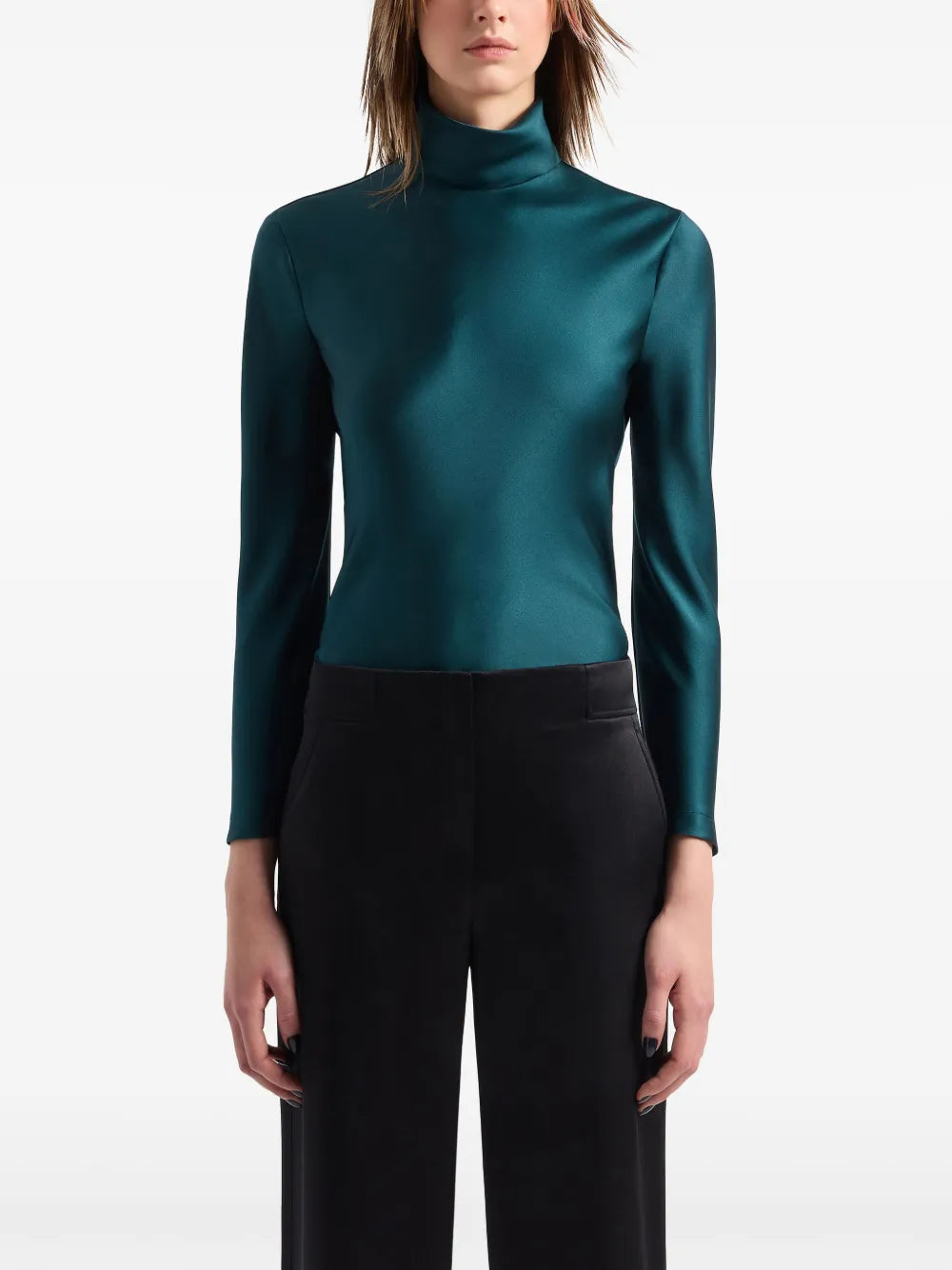 Mock-Neck Silk Top