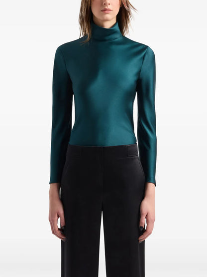 Mock-Neck Silk Top