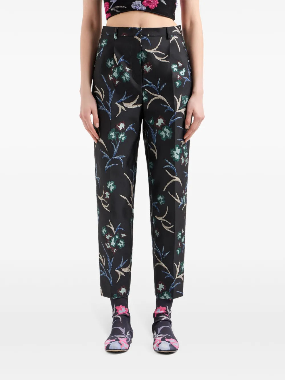 Floral-Print Straight Trousers