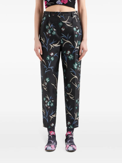 Floral-Print Straight Trousers