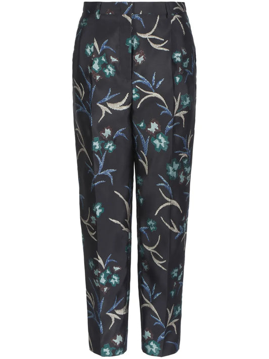 Floral-Print Straight Trousers