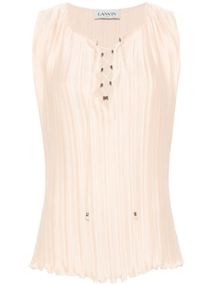 Drawstring Plissé Blouse