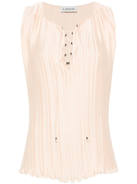 Drawstring Plissé Blouse