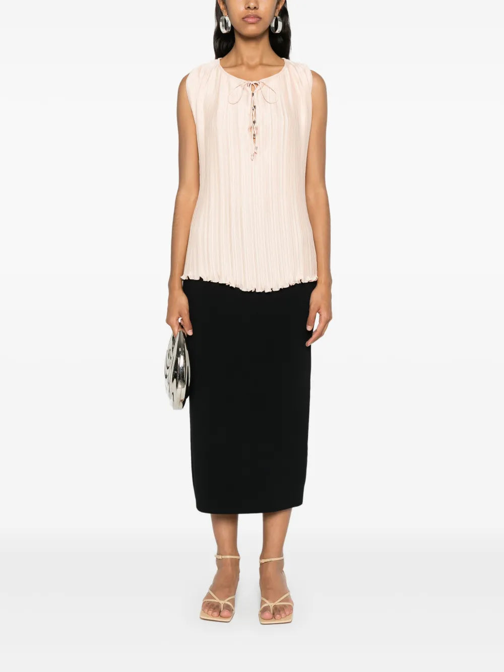 Drawstring Plissé Blouse