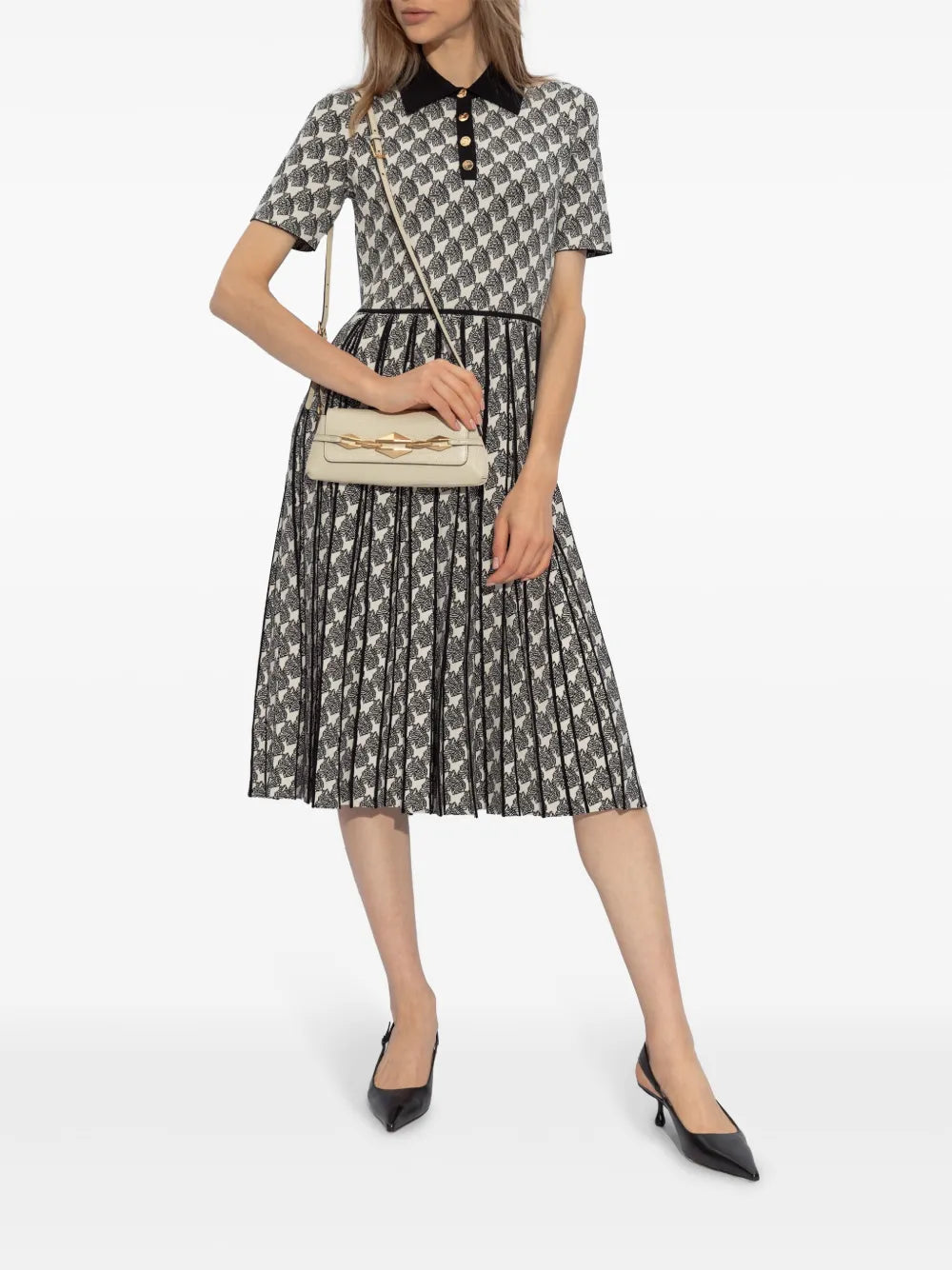Abstract-Pattern Print Midi Dress