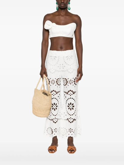 Matchmaker Floral-Appliqué Linen Bralette