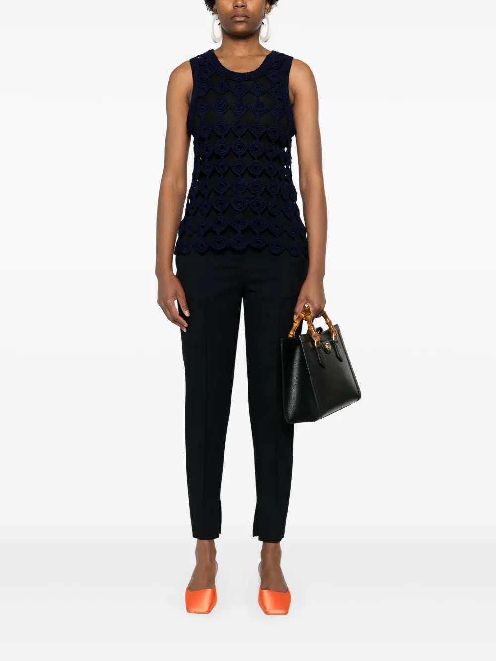 High-Waist Slim-Cut Trousers