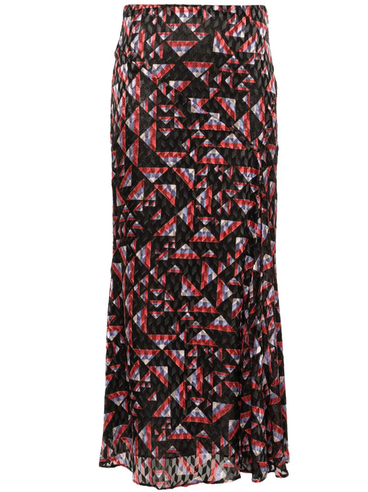 Katae Geometric-Print Midi Skirt