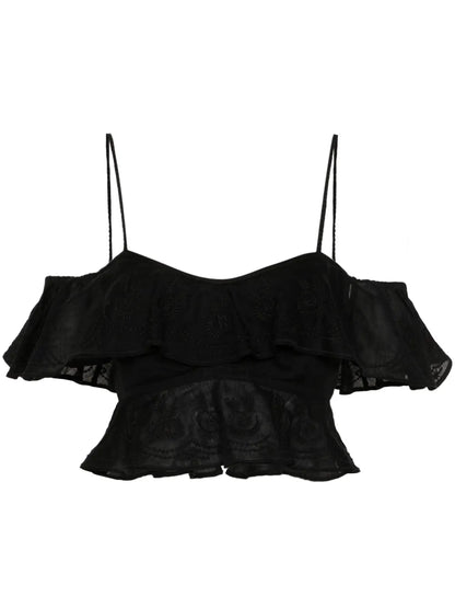 Eliani Embroidered Ruffled Top