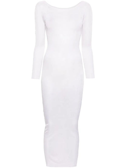 Fine-Ribbed Semi-Sheer Maxi Dress