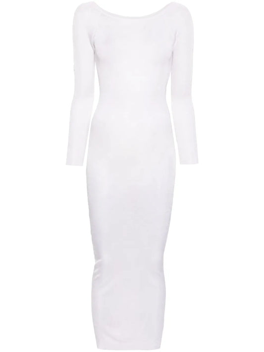 Fine-Ribbed Semi-Sheer Maxi Dress