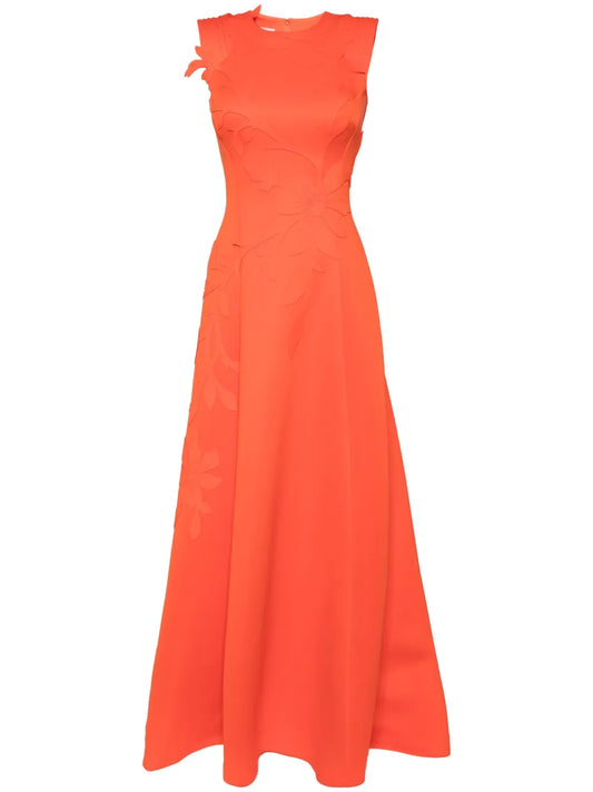 Floral-Detail Neoprene Gown