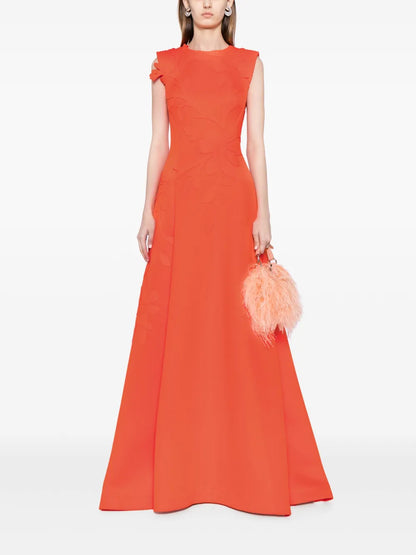 Floral-Detail Neoprene Gown