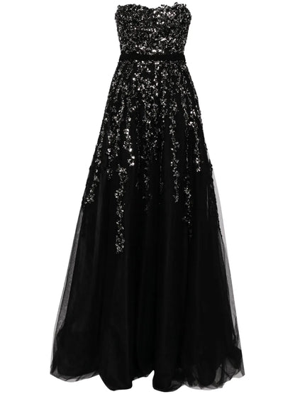 Sequin-Embellished Tulle Gown
