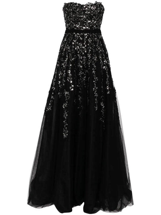 Sequin-Embellished Tulle Gown