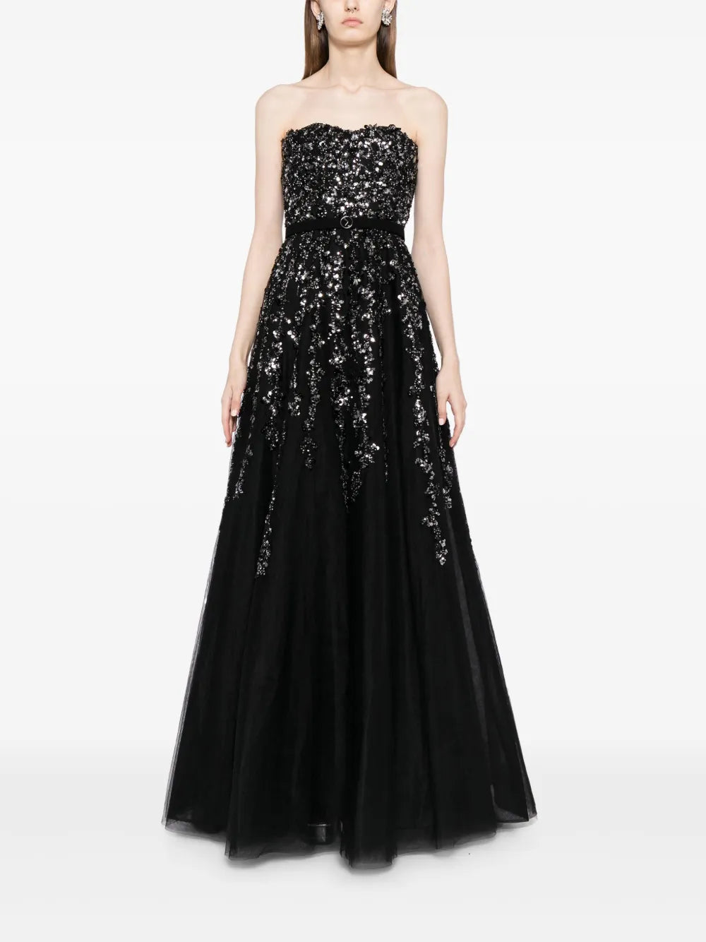 Sequin-Embellished Tulle Gown