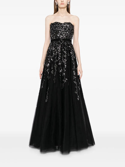 Sequin-Embellished Tulle Gown
