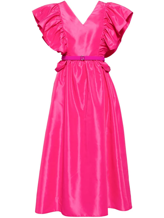 Ruffled Taffeta Midi Dress