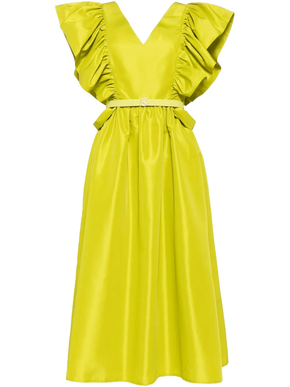 Ruffled Taffeta Midi Dress