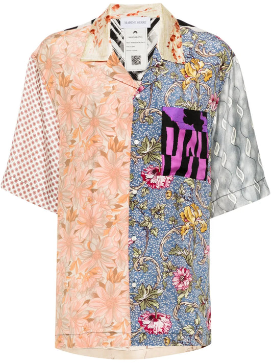 Mix-Print Silk Shirt