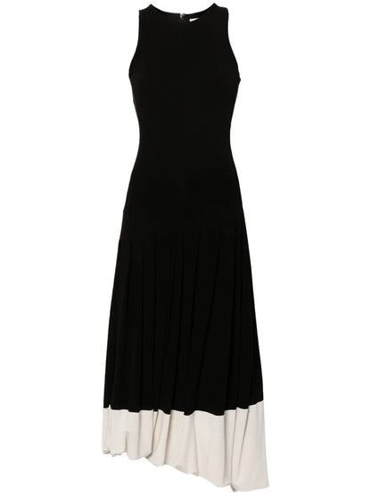 Pleated Crepe Midi Dress