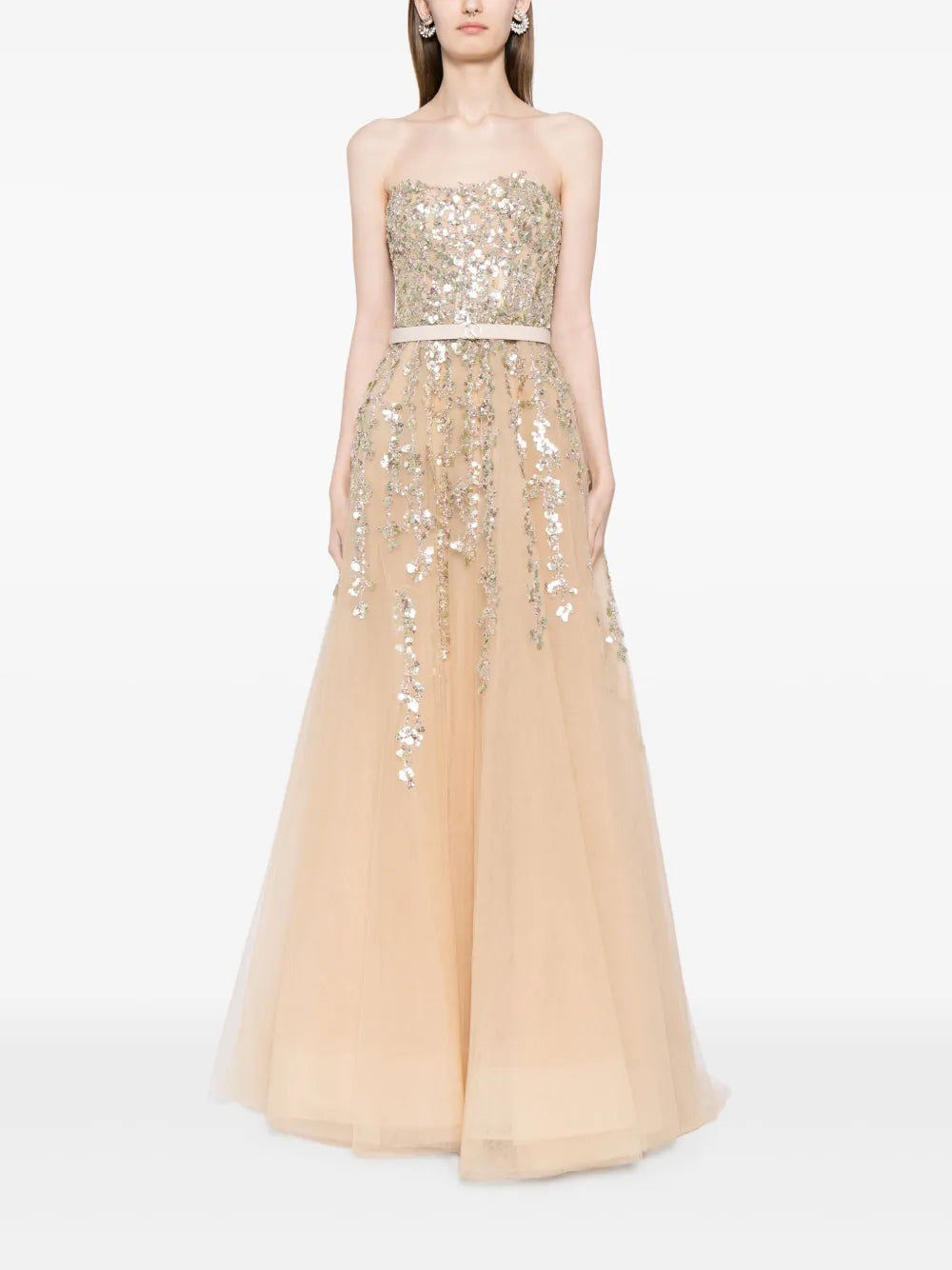 Sequin-Embellished Tulle Gown