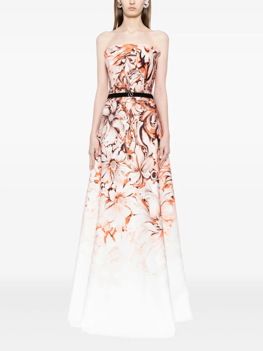 Floral-Print Neoprene Gown