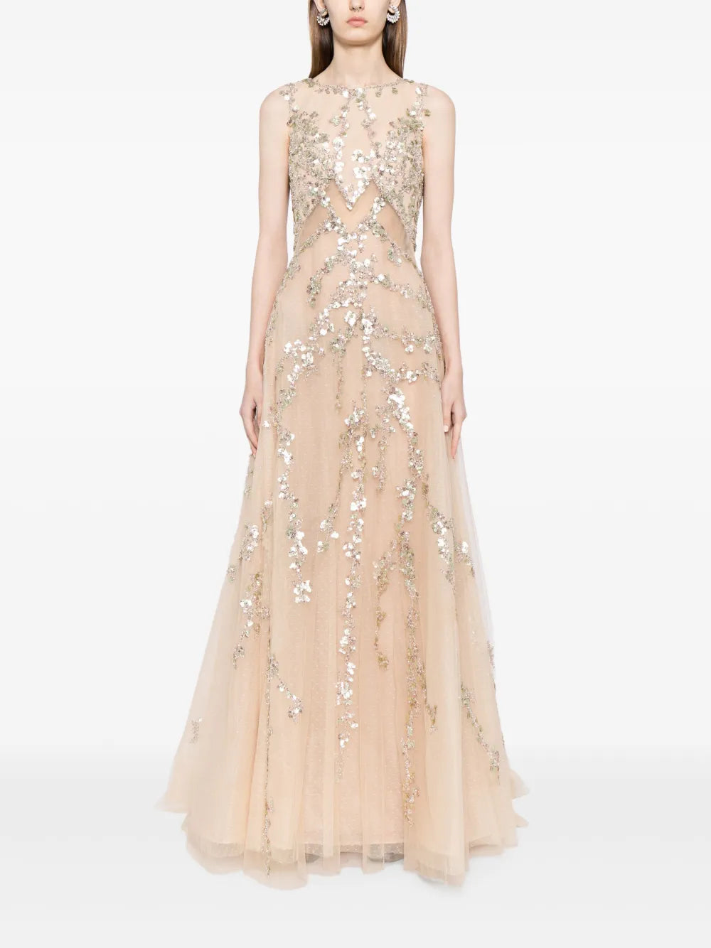 Sequin-Embellished Tulle Gown