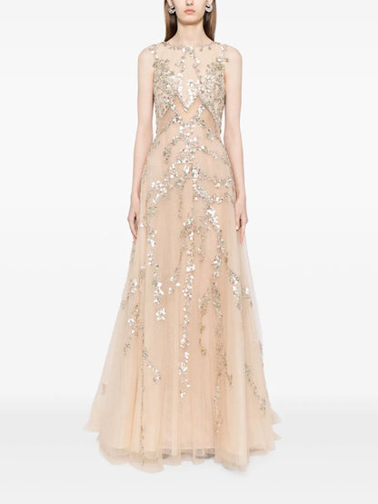 Sequin-Embellished Tulle Gown