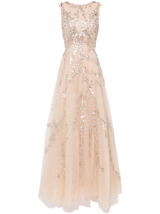 Sequin-Embellished Tulle Gown