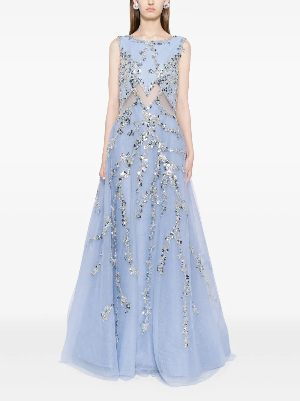Sequin-Embellished Tulle Gown