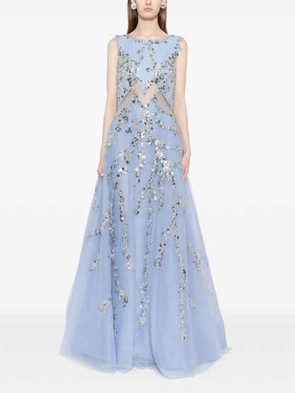 Sequin-Embellished Tulle Gown