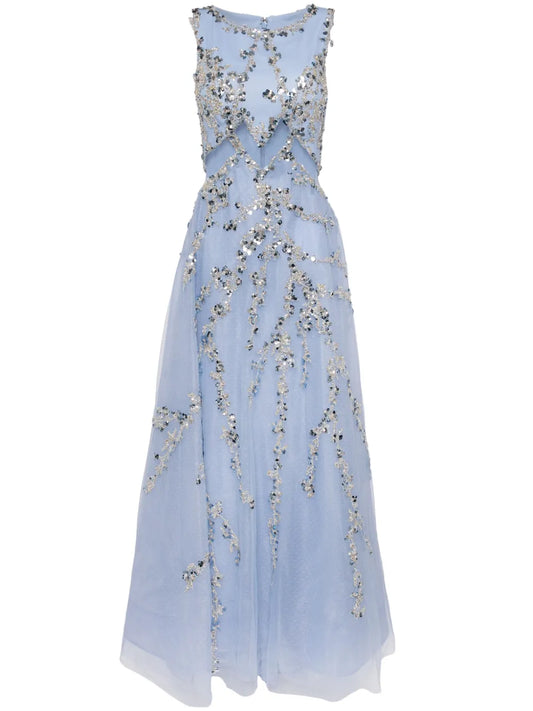 Sequin-Embellished Tulle Gown