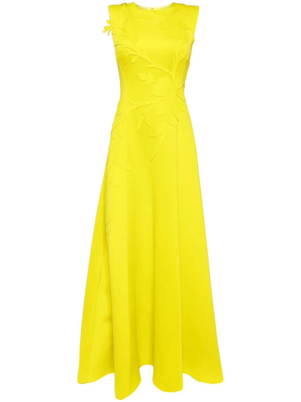 Floral-Embroidered Neoprene Gown