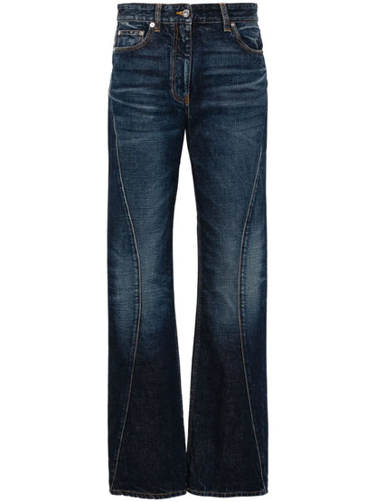 Whiskered Straight-Leg Jeans