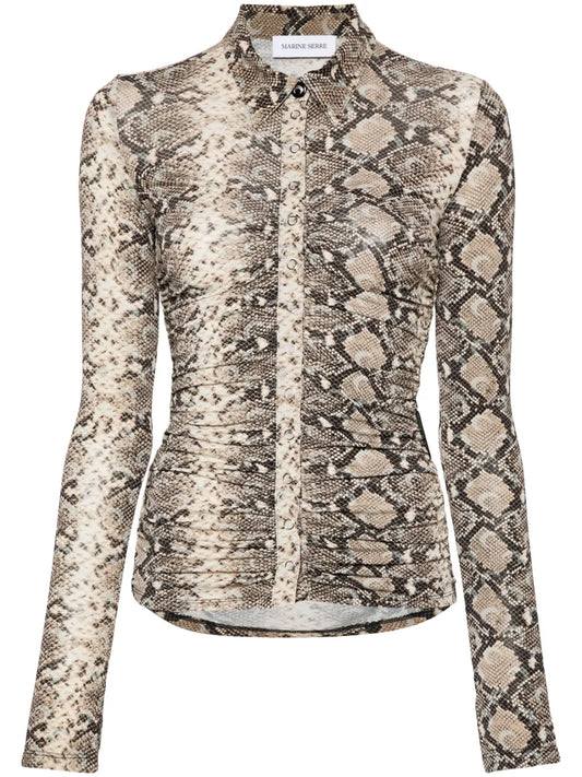 Python-Print Draped Blouse