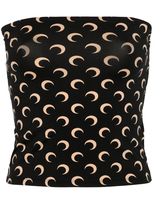 Crescent Moon-Print Tube Top