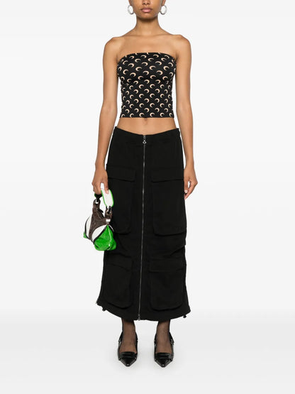 Crescent Moon-Print Tube Top