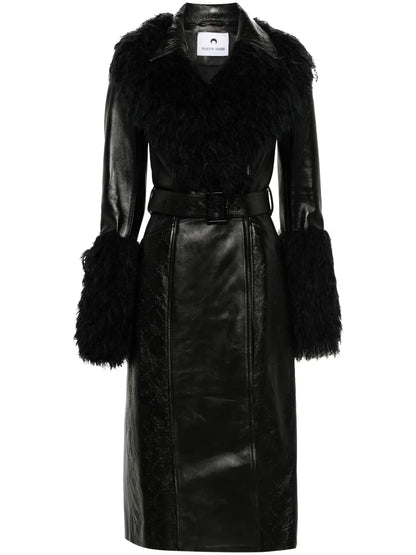 Moonogram Leather Trench Coat
