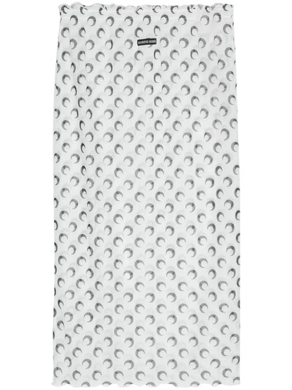 Crescent-Moon-Print Midi Skirt