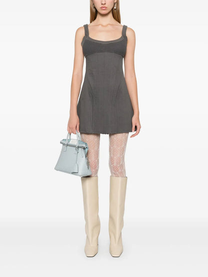Waffle-Knit Corset Mini Dress