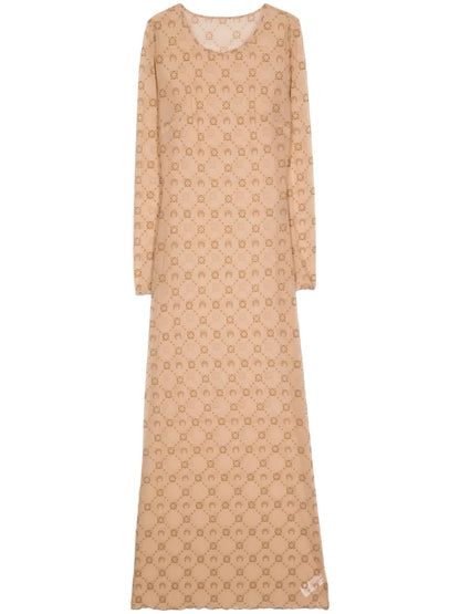 Moonogram-Pattern Semi-Sheer Dress