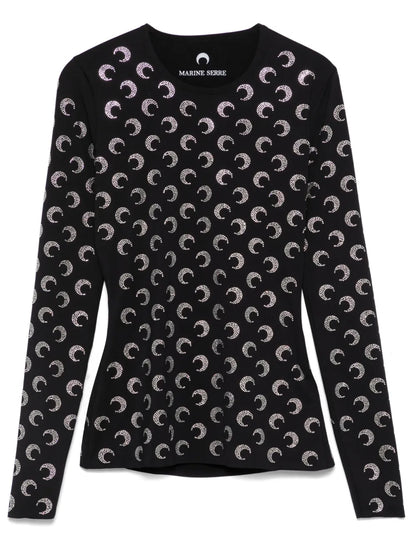 Crescent Moon-Embellished Top