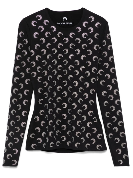 Crescent Moon-Embellished Top